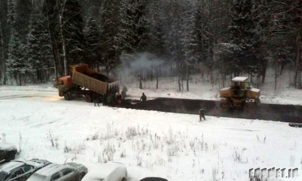 Russians asphalt over snowed roads 05