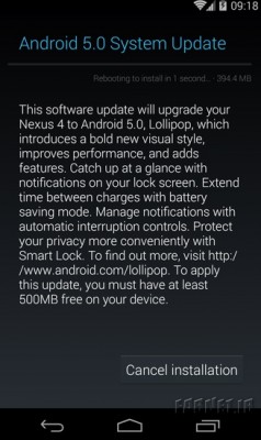 Nexus4 Lollipop Update