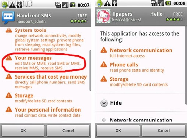 Comparison-of-Android-App-Permissions-of-Text-Messaging-App-versus-Wallpaper-App