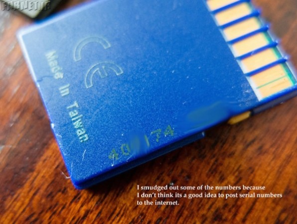 serial number on memory card