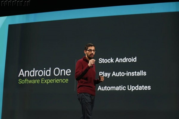 SAN FRANCISCO, CA - JUNE 25: Sundar Pichai, Senior Vice President, Android, Chrome & Apps speaks on stage during the Google I/O Developers Conference at Moscone Center on June 25, 2014 in San Francisco, California. The seventh annual Google I/O Developers conference is expected to draw thousands through June 26. (Photo by Stephen Lam/Getty Images)