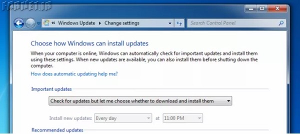 change settings for windows update