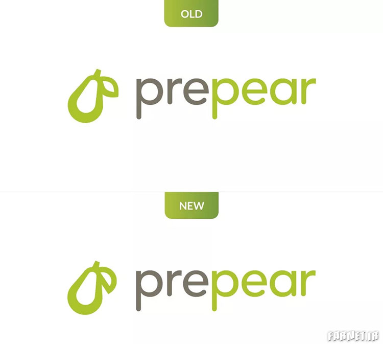 تغییر در شکل برگ لوگوی گلابی شرکت PrePear